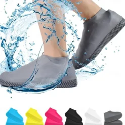 Waterproof Shoe Covers, Non-Slip Water Resistant Overshoes Silicone Rubber Rain Shoe Cover Protectors for Kids, Men, Women