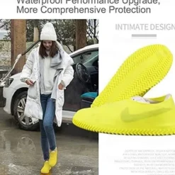 Waterproof Shoe Covers, Non-Slip Water Resistant Overshoes Silicone Rubber Rain Shoe Cover Protectors for Kids, Men, Women