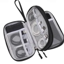Waterproof Travel Cable Organizer Bag, Double-Layer Electronics Accessories Storage Case, Multi-Functional Digital Pouch for Cables, Chargers, Passport