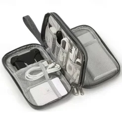 Waterproof Travel Cable Organizer Bag, Double-Layer Electronics Accessories Storage Case, Multi-Functional Digital Pouch for Cables, Chargers, Passport