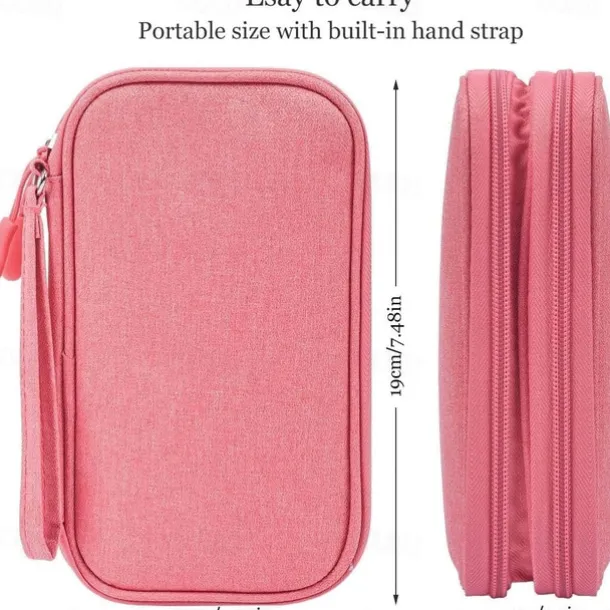 Waterproof Travel Cable Organizer Bag, Double-Layer Electronics Accessories Storage Case, Multi-Functional Digital Pouch for Cables, Chargers, Passport