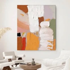 Wave oil Painting Hand painted Abstract Orange painting Hand-Painted pattle knife orange Oil Painting for Living Room Wall Decor Art Abstract Custom Artwork Art Unique painting