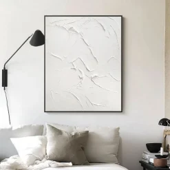 Wave oil painting handmade white plaster art plaster art on canvas white minimalist painting white abstract painting large white textured painting wall art white 3d wall art
