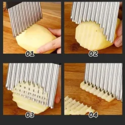 Wave Potato Cutter - Stainless Steel Blade, Ergonomic Handle, Versatile Vegetable Slicer for Potatoes, Cucumbers, Carrots