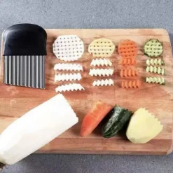 Wave Potato Cutter - Stainless Steel Blade, Ergonomic Handle, Versatile Vegetable Slicer for Potatoes, Cucumbers, Carrots
