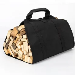 Waxed Canvas Log Carrier Bag, Durable Wood Tote Water Resistant for Indoor Outdoor, Fireplace Stove Accessories Firewood Wood Carrying Bag at Home or for Camping Trip Christmas Gift
