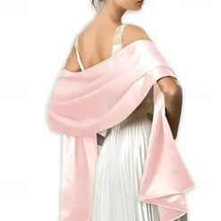Wedding Bridal Satin Chiffon Evening Scarve for Women Silky Solid Color Shawl Wraps Stole For Weddings Bridal Bridesmaids Proms Parties