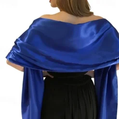 Wedding Bridal Satin Chiffon Evening Scarve for Women Silky Solid Color Shawl Wraps Stole For Weddings Bridal Bridesmaids Proms Parties