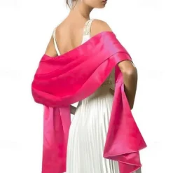 Wedding Bridal Satin Chiffon Evening Scarve for Women Silky Solid Color Shawl Wraps Stole For Weddings Bridal Bridesmaids Proms Parties