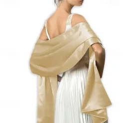 Wedding Bridal Satin Chiffon Evening Scarve for Women Silky Solid Color Shawl Wraps Stole For Weddings Bridal Bridesmaids Proms Parties