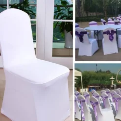 Wedding Chair Covers Spandex Banquet Chair Covers Slipcove Flat Front Stretch Spandex Chair Covers for Wedding Banquet Dining Party Decorations