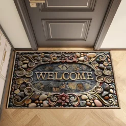 Wedding Cobblestone Home Doormat Kitchen Mat Floor Mat Non-Slip Area Rug Oil Proof Rug Indoor Outdoor Mat Bedroom Decor Bathroom Mat Entrance Rug