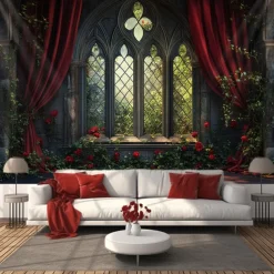 Wedding Decorations Backdrop Photograph Wall Hanging Large Tapestry Art Mural Decor Blanket Curtain Home Bedroom Living Room Decoration Window View Roses