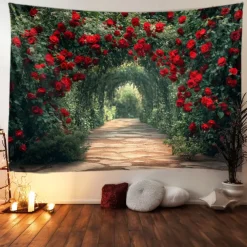 Wedding Decorations Backdrop Photograph Wall Hanging Large Tapestry Art Mural Decor Blanket Curtain Home Bedroom Living Room Decoration Window View Roses