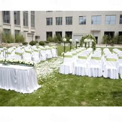 Wedding Dining Chair Covers Slipcover with Skirt, Washable Seat Covers Protector for Dining Chair Hotel Ceremony Wedding Party Kids Pets, Stretch Spandex Fabric