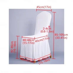 Wedding Dining Chair Covers Slipcover with Skirt, Washable Seat Covers Protector for Dining Chair Hotel Ceremony Wedding Party Kids Pets, Stretch Spandex Fabric