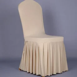 Wedding Dining Chair Covers Slipcover with Skirt, Washable Seat Covers Protector for Dining Chair Hotel Ceremony Wedding Party Kids Pets, Stretch Spandex Fabric