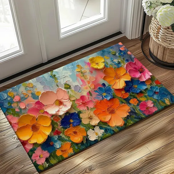 Wedding Oil Painting Flowers Doormat Non-Slip Oil Proof Rug Indoor Outdoor Mat Bedroom Decor Bathroom Mat Entrance Rug Door Mat