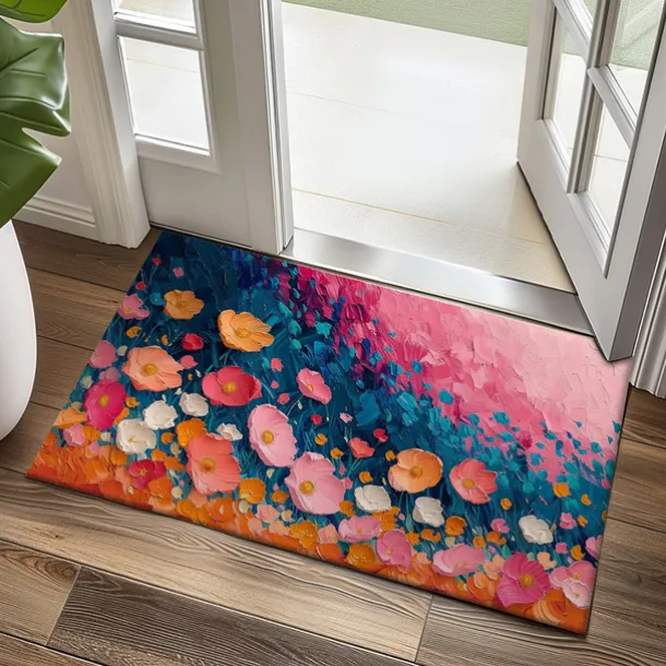 Wedding Oil Painting Flowers Doormat Non-Slip Oil Proof Rug Indoor Outdoor Mat Bedroom Decor Bathroom Mat Entrance Rug Door Mat