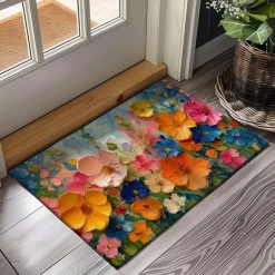 Wedding Oil Painting Flowers Doormat Non-Slip Oil Proof Rug Indoor Outdoor Mat Bedroom Decor Bathroom Mat Entrance Rug Door Mat