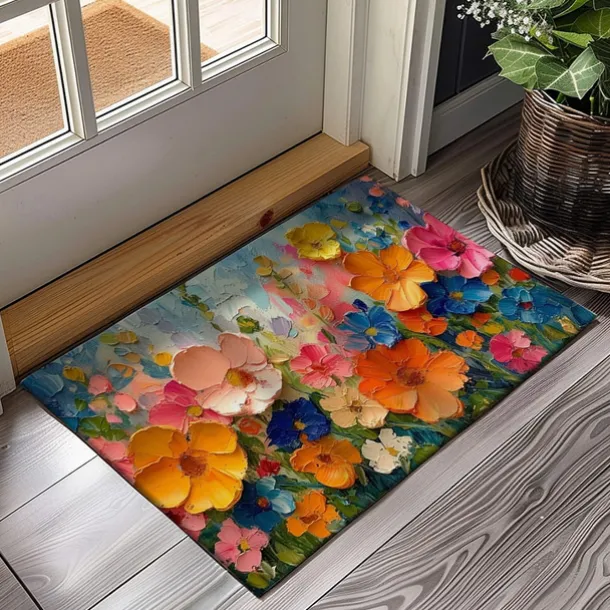 Wedding Oil Painting Flowers Doormat Non-Slip Oil Proof Rug Indoor Outdoor Mat Bedroom Decor Bathroom Mat Entrance Rug Door Mat