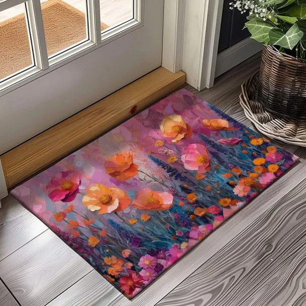 Wedding Oil Painting Flowers Doormat Non-Slip Oil Proof Rug Indoor Outdoor Mat Bedroom Decor Bathroom Mat Entrance Rug Door Mat