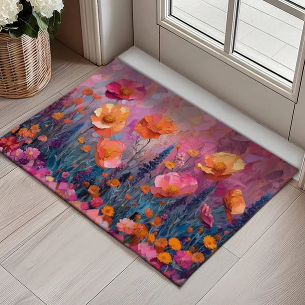 Wedding Oil Painting Flowers Doormat Non-Slip Oil Proof Rug Indoor Outdoor Mat Bedroom Decor Bathroom Mat Entrance Rug Door Mat