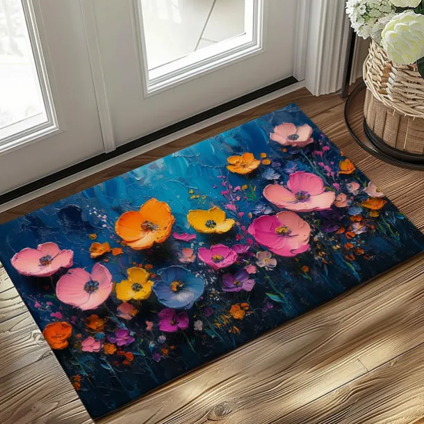 Wedding Oil Painting Flowers Doormat Non-Slip Oil Proof Rug Indoor Outdoor Mat Bedroom Decor Bathroom Mat Entrance Rug Door Mat