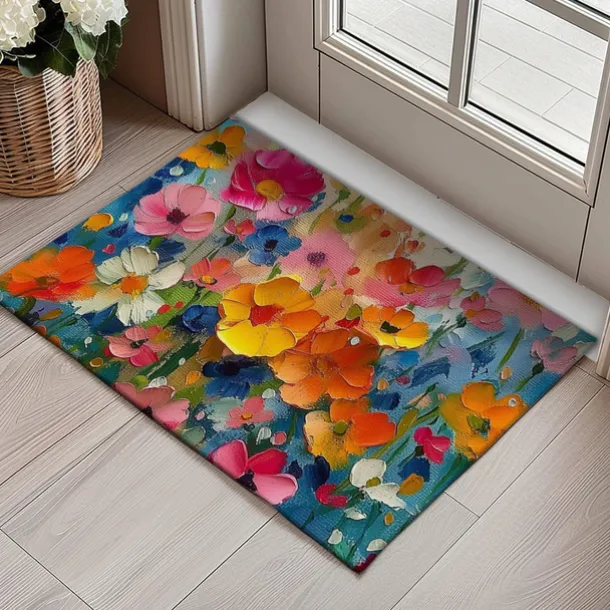 Wedding Oil Painting Flowers Doormat Non-Slip Oil Proof Rug Indoor Outdoor Mat Bedroom Decor Bathroom Mat Entrance Rug Door Mat