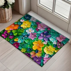 Wedding Oil Painting Strokes Flowers Doormat Non-Slip Oil Proof Rug Indoor Outdoor Mat Bedroom Decor Bathroom Mat Entrance Rug Door Mat