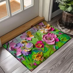 Wedding Oil Painting Strokes Flowers Doormat Non-Slip Oil Proof Rug Indoor Outdoor Mat Bedroom Decor Bathroom Mat Entrance Rug Door Mat