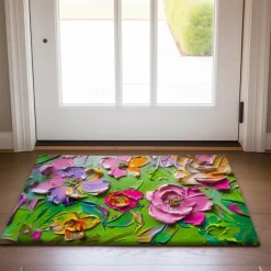 Wedding Oil Painting Strokes Flowers Doormat Non-Slip Oil Proof Rug Indoor Outdoor Mat Bedroom Decor Bathroom Mat Entrance Rug Door Mat