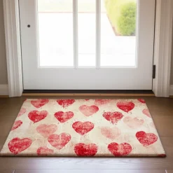 Wedding Red Hearts Doormat Non-Slip Oil Proof Rug Indoor Outdoor Mat Bedroom Decor Bathroom Mat Entrance Rug Door Mat