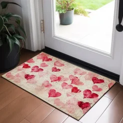 Wedding Red Hearts Doormat Non-Slip Oil Proof Rug Indoor Outdoor Mat Bedroom Decor Bathroom Mat Entrance Rug Door Mat
