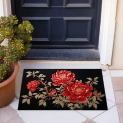 Wedding Vintage Rose Floral Doormat Floor Mats Washable Rugs Kitchen Mat Non-Slip Oil Proof Rug Indoor Outdoor Mat Bedroom Decor Bathroom Mat Entrance Rug