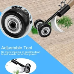 Weed Puller Tool with Wheels, Stand Up Weeding Tools for Garden Patio Backyard Lawn Sidewalk Driveways Weeds