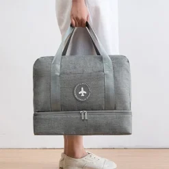 Weekender Bag Travel Duffel Bag with Shoe Compartment, Gym Bag with Wet Dry Separation for Women Men, Large Capacity Handheld Waterproof Travel Bag, Wet-Dry Separation for Beach and Gym