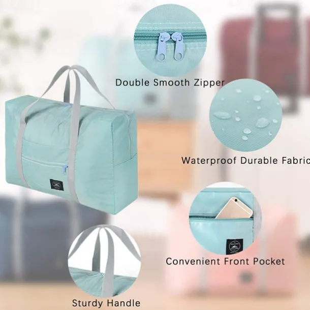 Weekender Bag Travel Duffel Bag with Shoe Compartment, Gym Bag with Wet Dry Separation for Women Men, Waterproof Foldable Oxford Travel Bag, Handheld Luggage for Outdoor and Packing