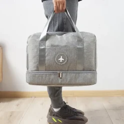 Weekender Bag Travel Duffel Bag with Shoe Compartment, Gym Bag with Wet Dry Separation for Women Men, Waterproof Luggage Bag with Wet-Dry Separation, Beach, Swimming & Fitness Organizer