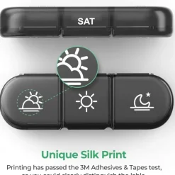 Weekly Pill Organizer 3 Times a DayPortable Travel Pill Box 7 Day with Large Pill Containers Light-Proof Pill Case for Vitamins