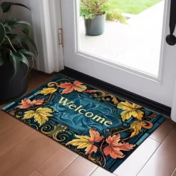 Welcome Floral Doormat Floor Mats Washable Rugs Kitchen Mat Non-Slip Oil Proof Rug Indoor Outdoor Mat Bedroom Decor Bathroom Mat Entrance Rug