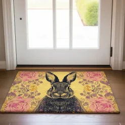 Welcome Rabbits Doormat Floor Mats Washable Rugs Kitchen Mat Non-Slip Oil Proof Rug Indoor Outdoor Mat Bedroom Decor Bathroom Mat Entrance Rug