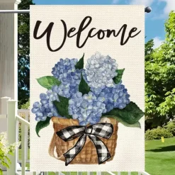 Welcome Spring Summer Garden Flag 12X18 Inch Polyester Fiber Flower Garden Flag Outdoor Home Courtyard