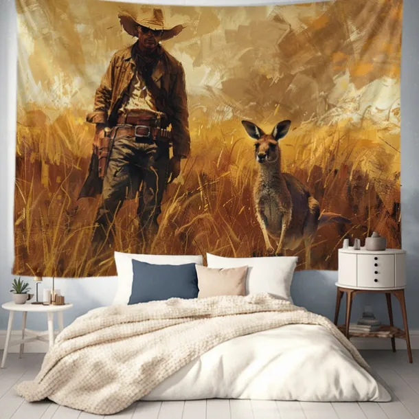 Western Cow Man Desert Hanging Tapestry Wall Art Large Tapestry Mural Decor Photograph Backdrop Blanket Curtain Home Bedroom Living Room Decoration