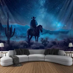 Western Cow Man Desert Hanging Tapestry Wall Art Large Tapestry Mural Decor Photograph Backdrop Blanket Curtain Home Bedroom Living Room Decoration