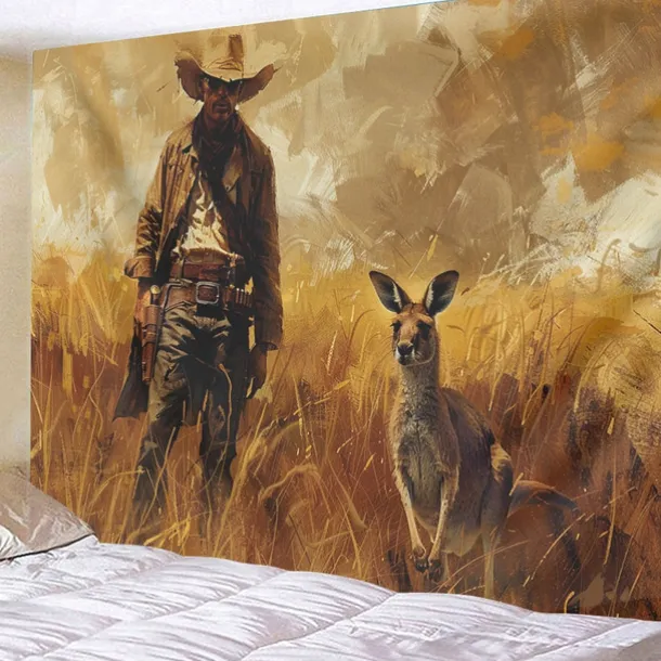 Western Cow Man Desert Hanging Tapestry Wall Art Large Tapestry Mural Decor Photograph Backdrop Blanket Curtain Home Bedroom Living Room Decoration