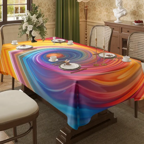 Whirlpool Print Rectangle Tablecloth Waterproof Rectangular Table Cloth for Kitchen Dining