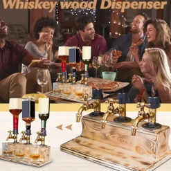 Whiskey Wood Dispenser,Faucet Shape Liquor Dispenser, Daddy Favorite Whiskey Wine Wood Dispenser for Home Bar Dinner Party Restaurant, Dad Papa Boyfriend Husband Gift