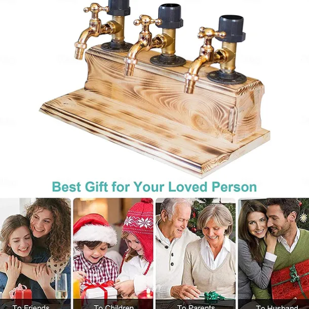 Whiskey Wood Dispenser,Faucet Shape Liquor Dispenser, Daddy Favorite Whiskey Wine Wood Dispenser for Home Bar Dinner Party Restaurant, Dad Papa Boyfriend Husband Gift