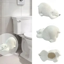 White Bear Toilet Bolt Caps Decorative & Durable Resin Cute Bolts Covers Set